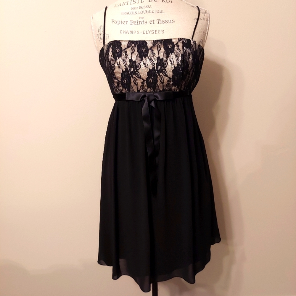 Cache Black Dress Empire Waist Lace Bodice Dress 4